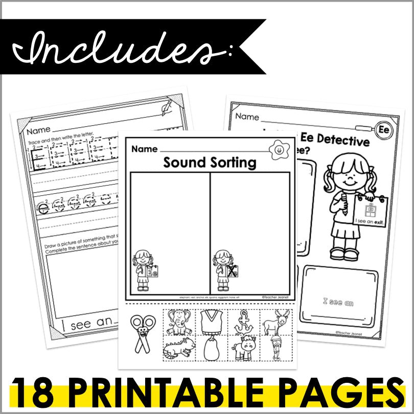 Letter E Activities | Letter of the Week Worksheets - Teacher Jeanell