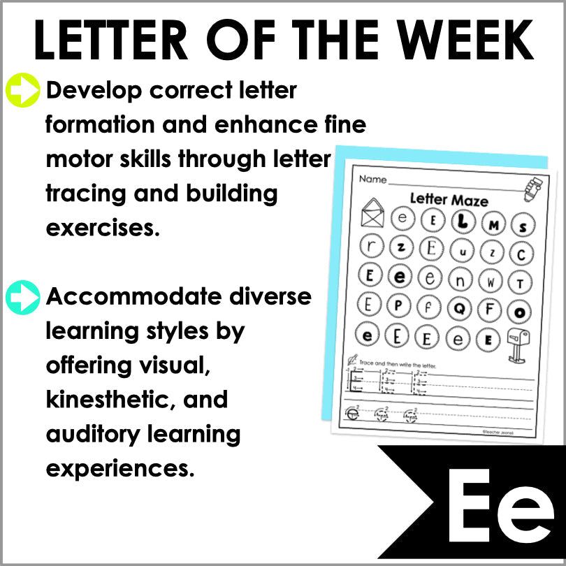 Letter E Activities | Letter of the Week Worksheets - Teacher Jeanell