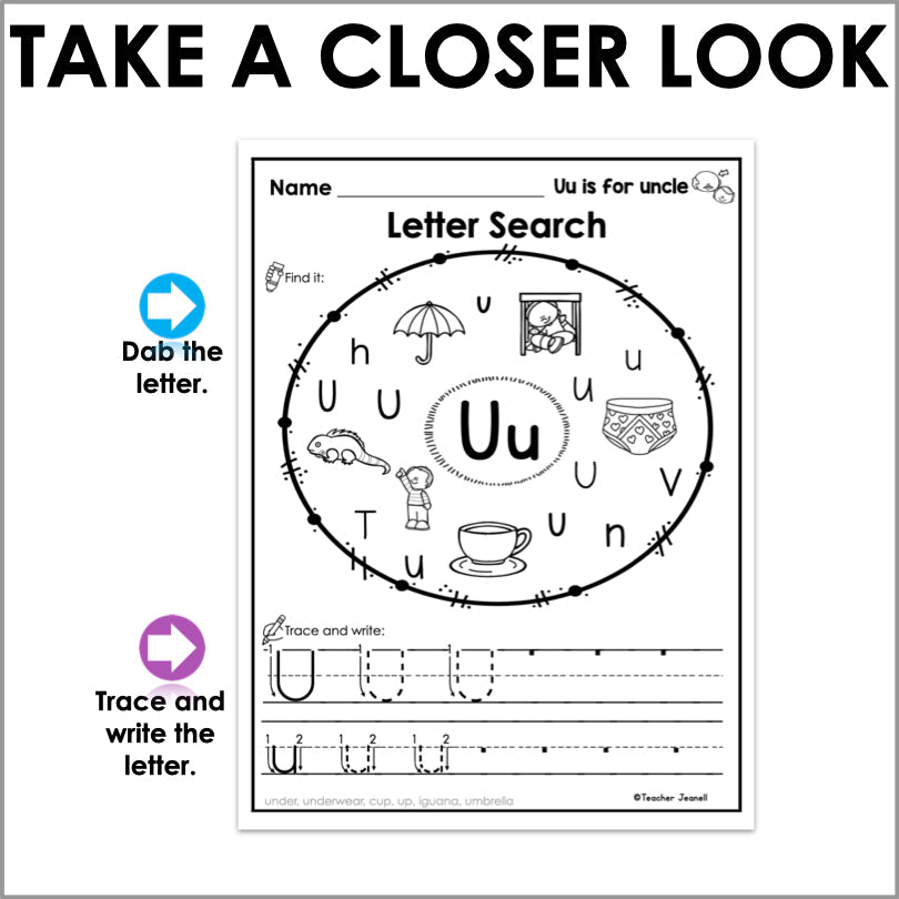 Letter Identification and Sounds Worksheets - Teacher Jeanell