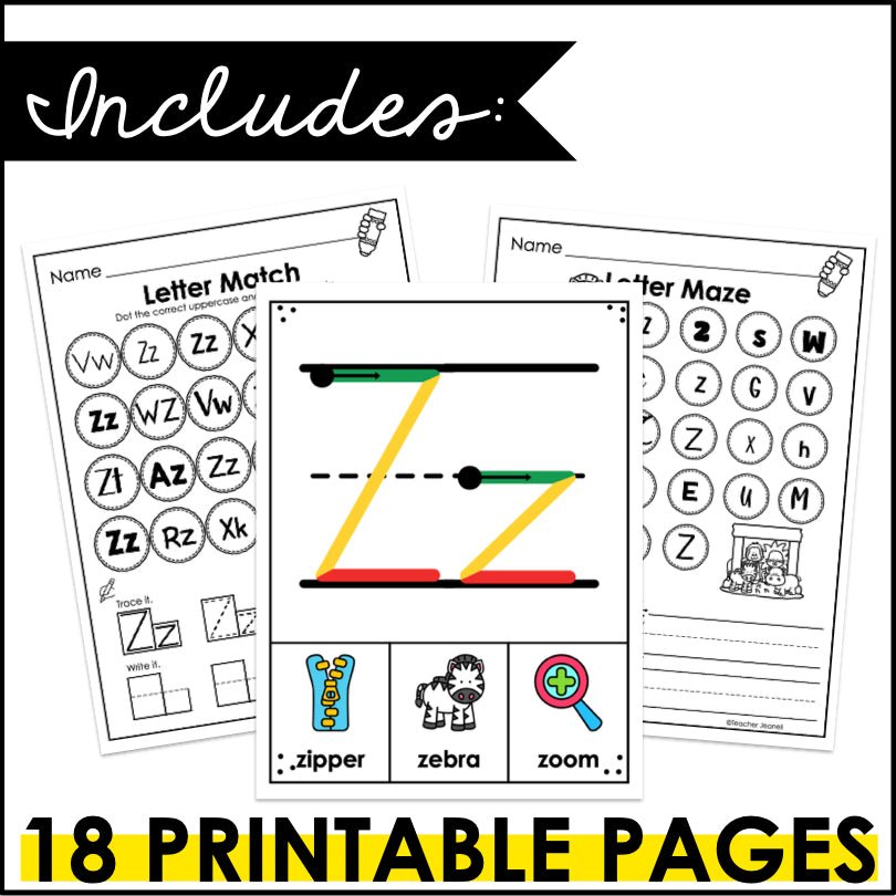 Letter Z Activities | Letter of the Week Worksheets - Teacher Jeanell