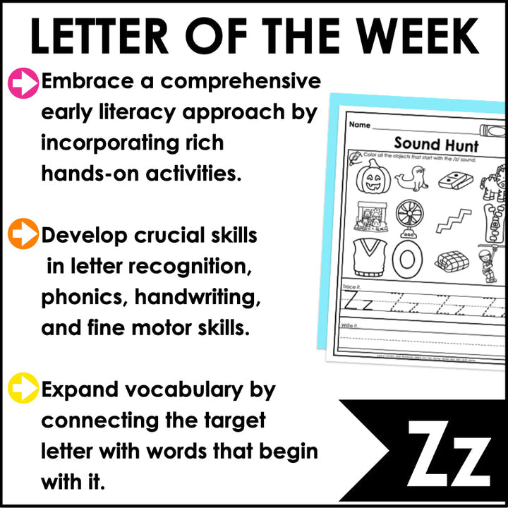 Letter Z Activities | Letter of the Week Worksheets - Teacher Jeanell