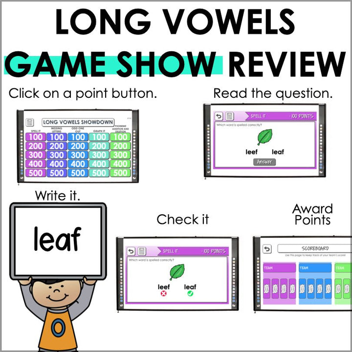 Long Vowels Powerpoint Phonemic Awareness Trivia Game - Teacher Jeanell