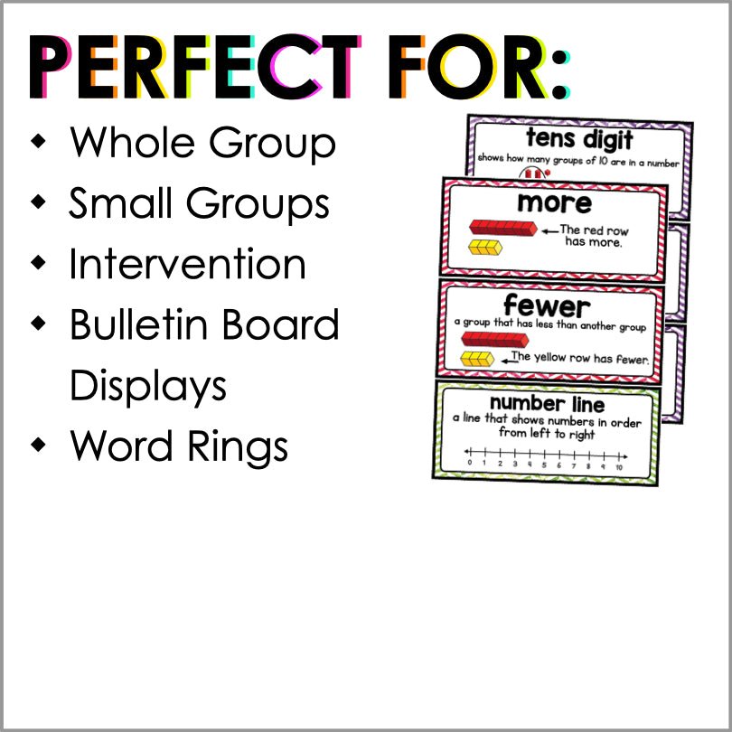 Math Vocabulary Cards Topics 1-16 Supplement - Teacher Jeanell