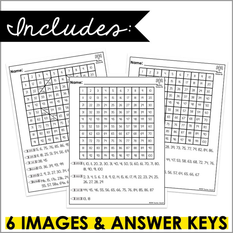 New Years Mystery Picture Hundreds Chart - New Years Math - Teacher Jeanell