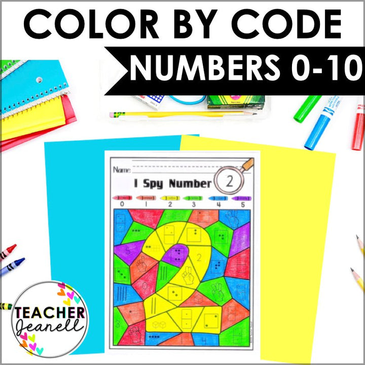 Number Sense 0-10 Color by Code Worksheets - Teacher Jeanell