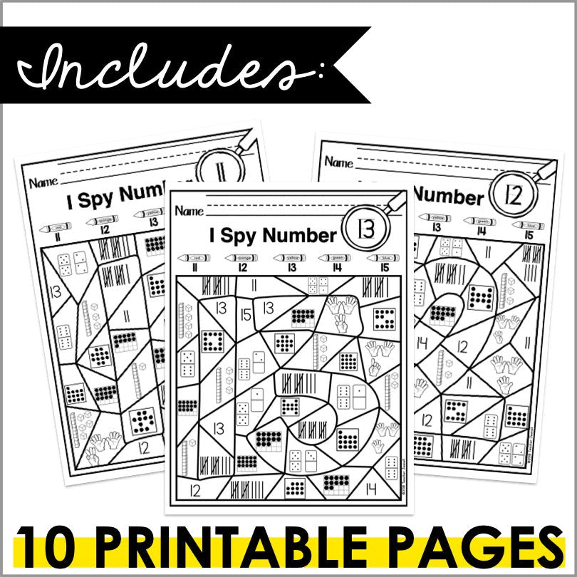 Number Sense 11-20 Color by Code Worksheets - Teacher Jeanell