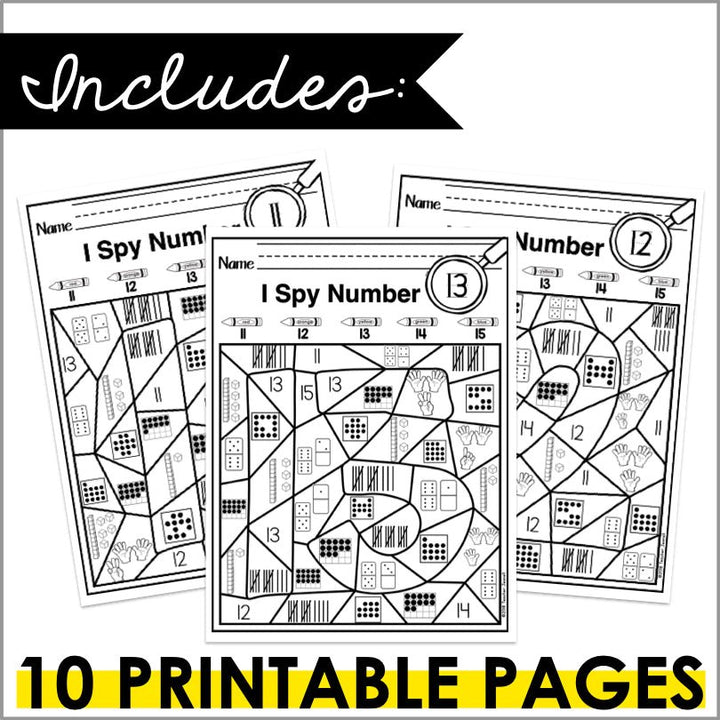 Number Sense 11-20 Color by Code Worksheets - Teacher Jeanell