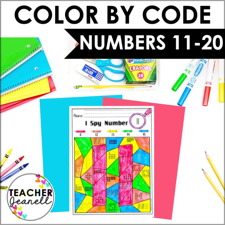 Number Sense 11-20 Color by Code Worksheets - Teacher Jeanell