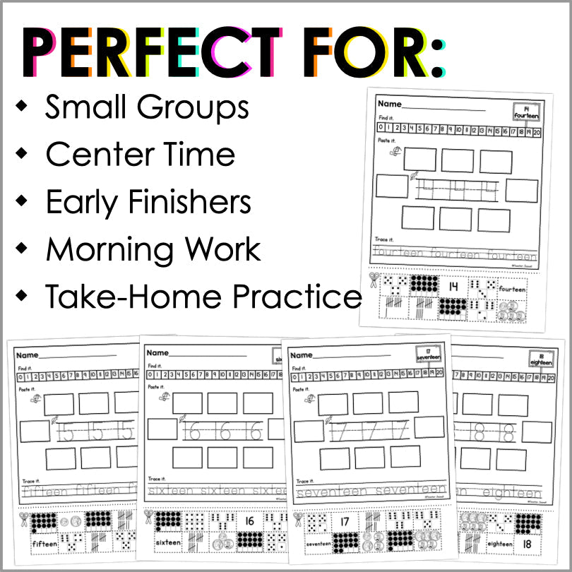 Number Sense Worksheets 0-20 - Teacher Jeanell