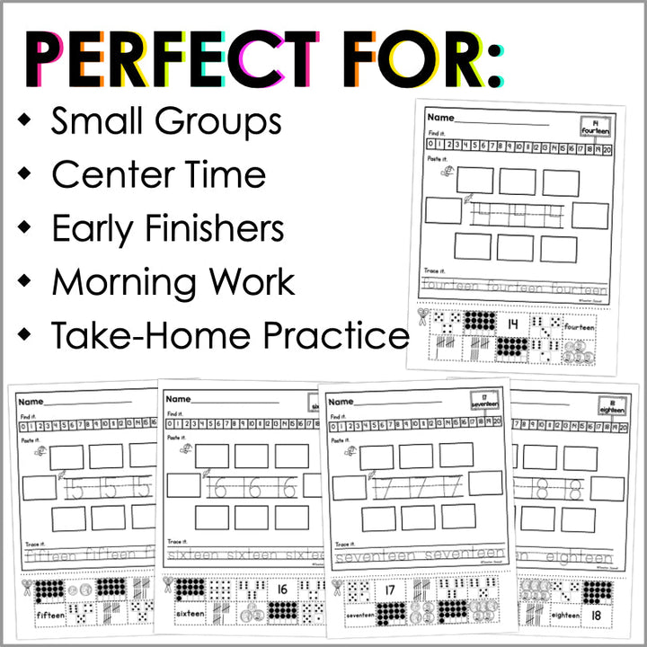 Number Sense Worksheets 0-20 - Teacher Jeanell