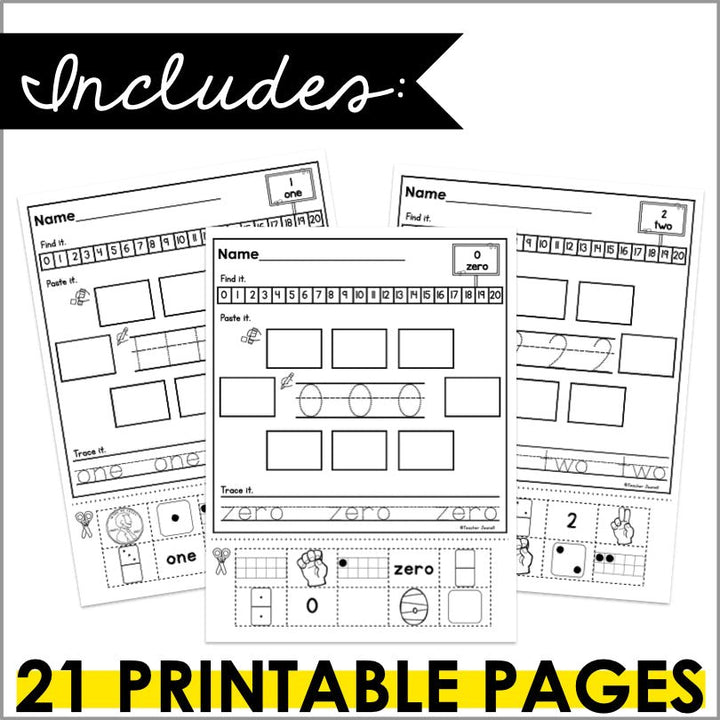 Number Sense Worksheets 0-20 - Teacher Jeanell