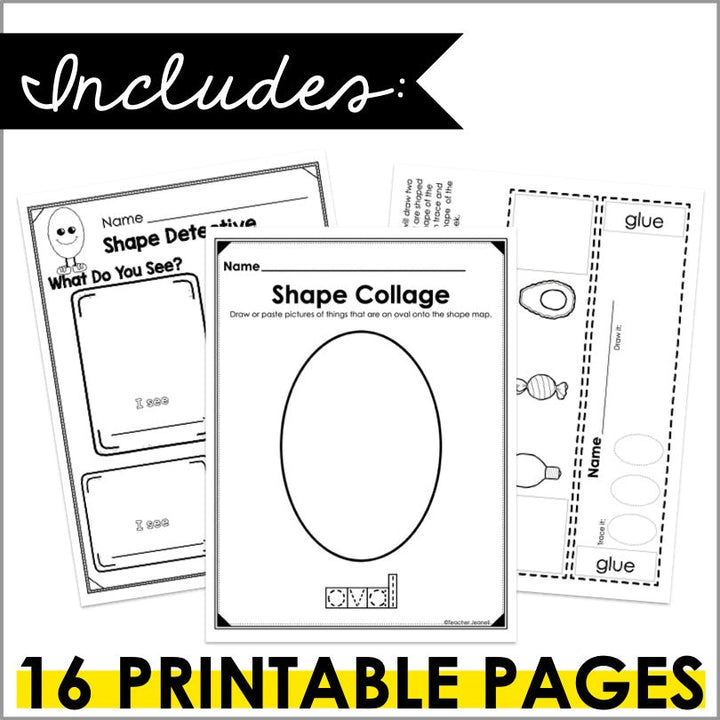 Oval | 2D Shapes Worksheets | Shape Recognition - Teacher Jeanell