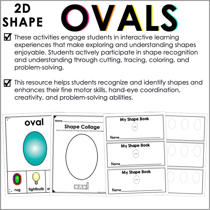 Oval | 2D Shapes Worksheets | Shape Recognition - Teacher Jeanell