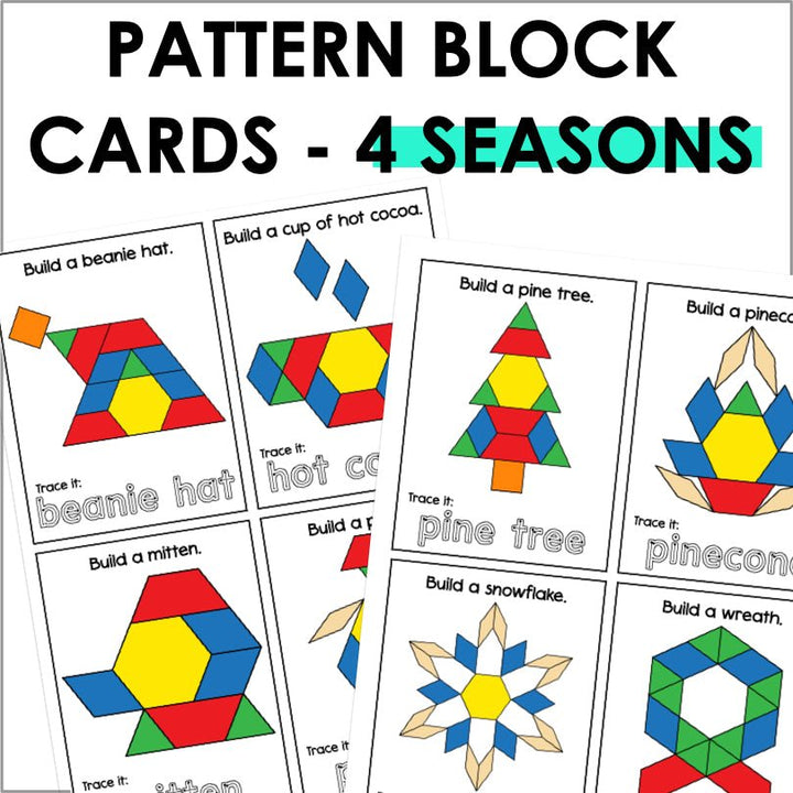 Pattern Block Task Cards Seasons - Teacher Jeanell