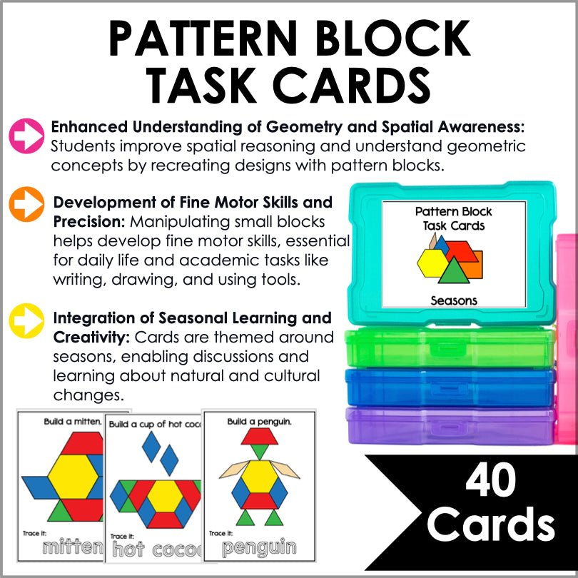 Pattern Block Task Cards Seasons - Teacher Jeanell