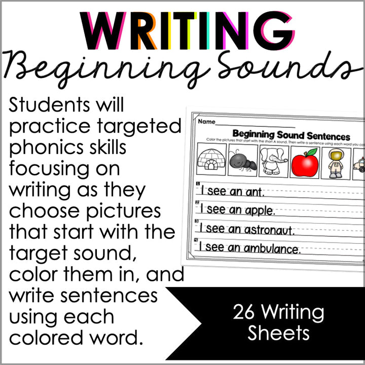 Phonics Writing Alphabet Beginning Sounds - Teacher Jeanell