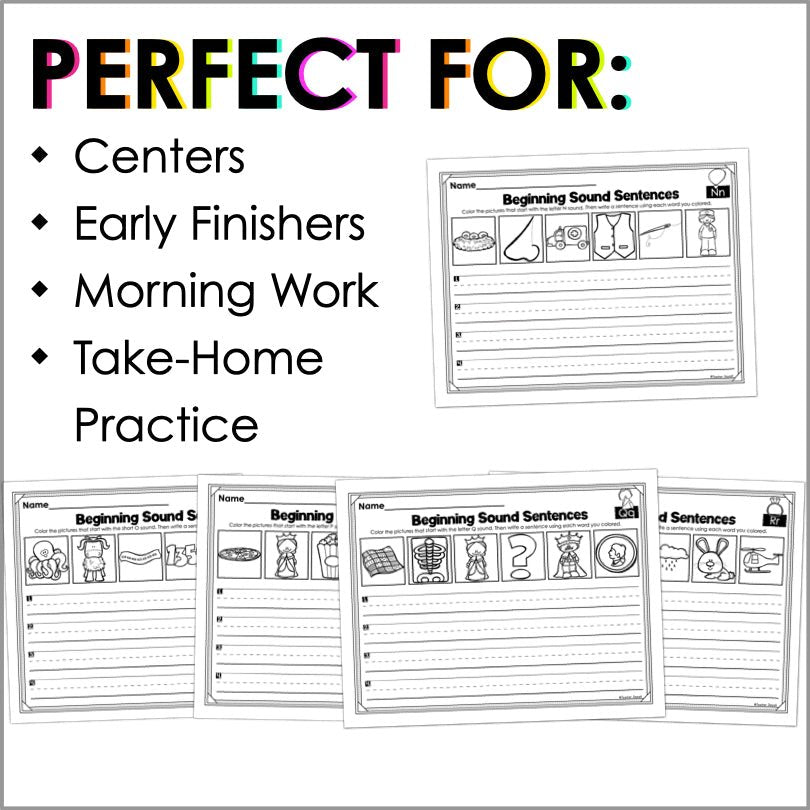 Phonics Writing Alphabet Beginning Sounds - Teacher Jeanell