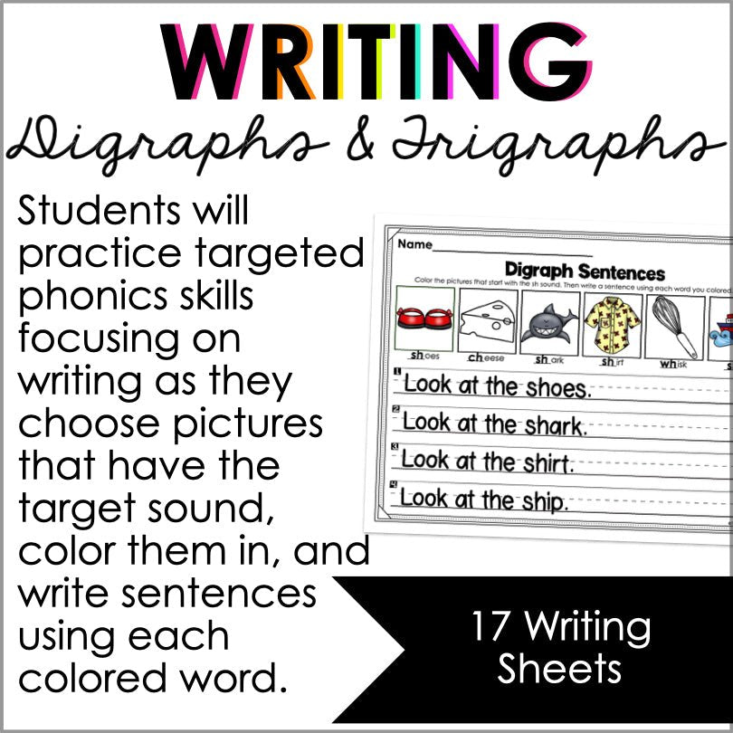 Phonics Writing Digraphs and Trigraphs (Three-Letter Blends) - Teacher Jeanell