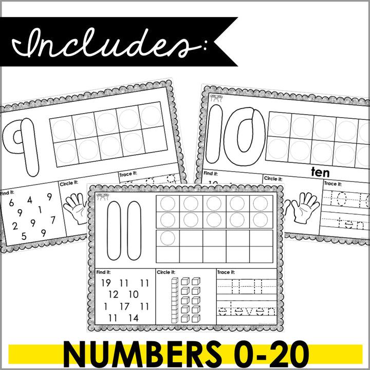 Playdough Mats Number Sense 0-20 - Teacher Jeanell