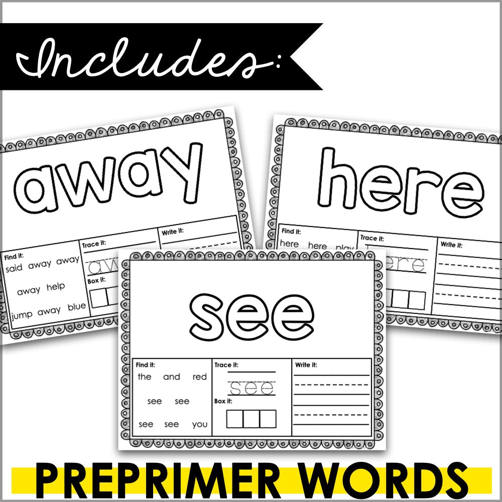 Playdough Mats PrePrimer Sight Words - Teacher Jeanell