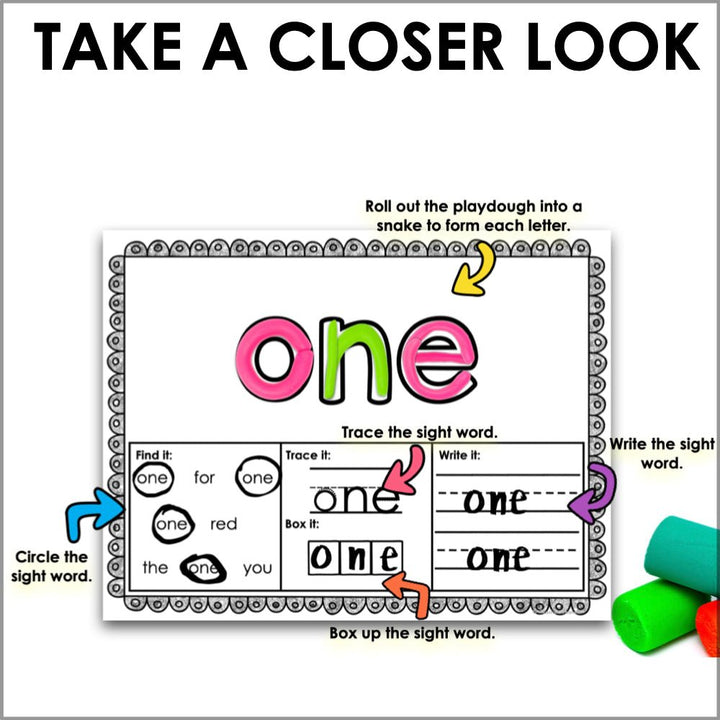 Playdough Mats PrePrimer Sight Words - Teacher Jeanell
