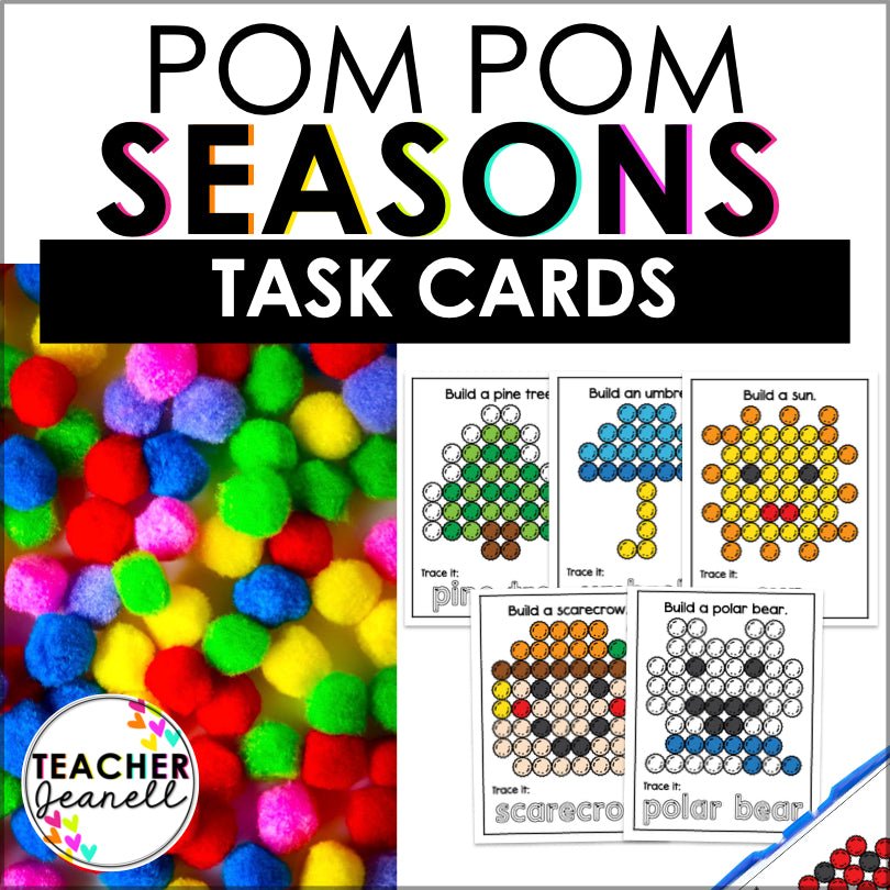 Pom Pom Task Cards Seasons - Teacher Jeanell