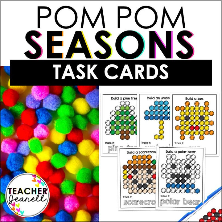 Pom Pom Task Cards Seasons - Teacher Jeanell