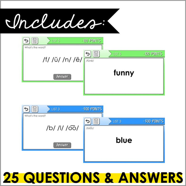 PrePrimer Sight Words Powerpoint Trivia Game | Phonemic Awareness Game - Teacher Jeanell