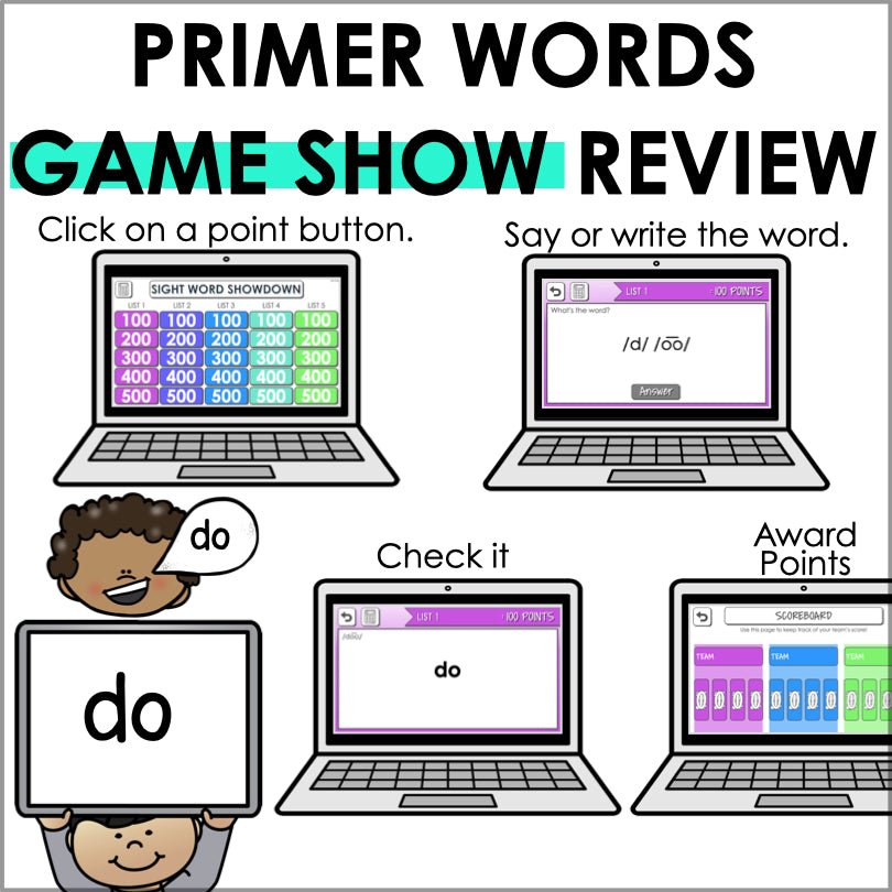 Primer Sight Word Powerpoint Trivia Game | Phonemic Awareness Game - Teacher Jeanell