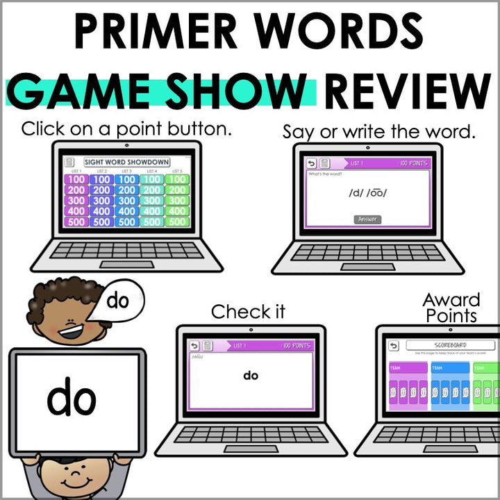 Primer Sight Word Powerpoint Trivia Game | Phonemic Awareness Game - Teacher Jeanell