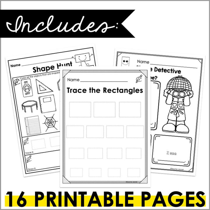 Rectangle | 2D Shapes Worksheets | Shape Recognition - Teacher Jeanell