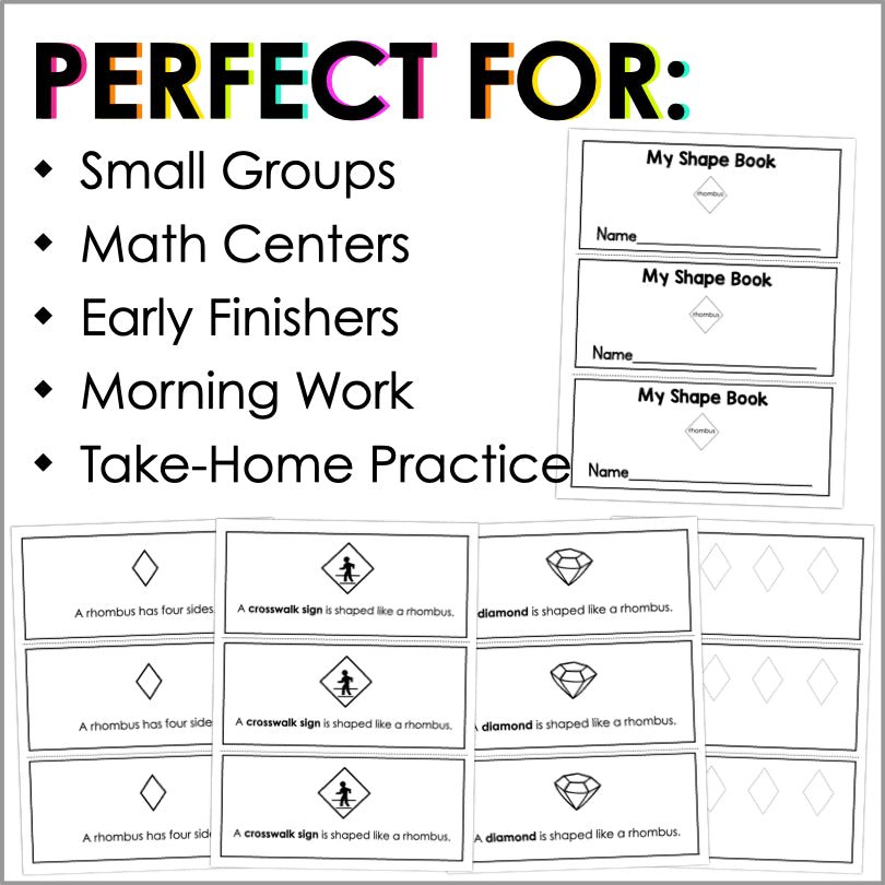 Rhombus | Diamond | 2D Shapes Worksheets | Shape Recognition - Teacher Jeanell