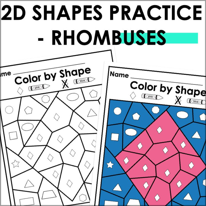 Rhombus | Diamond | 2D Shapes Worksheets | Shape Recognition - Teacher Jeanell