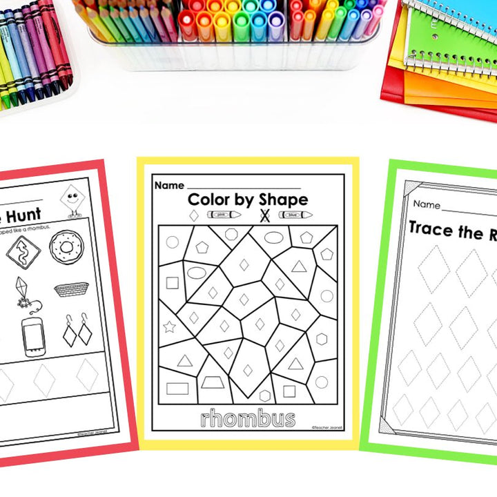 Rhombus | Diamond | 2D Shapes Worksheets | Shape Recognition - Teacher Jeanell