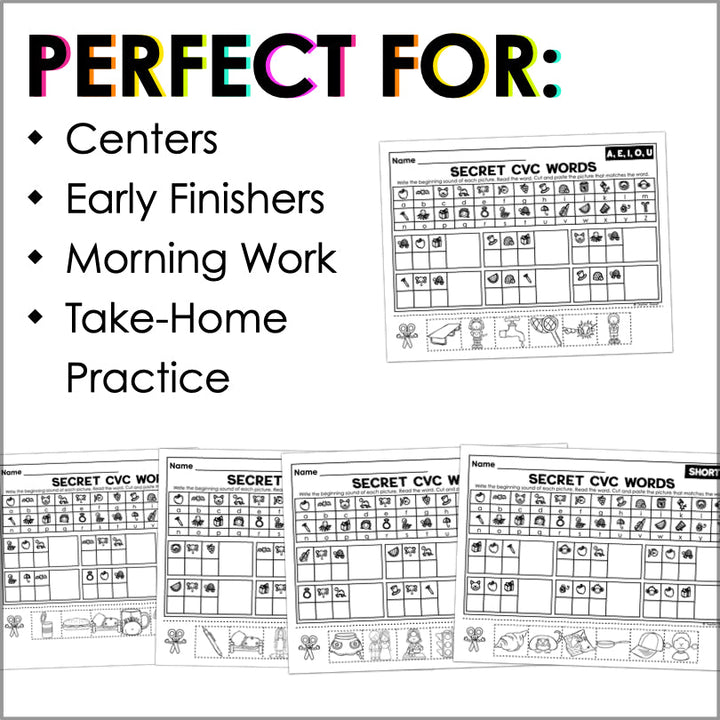 Secret CVC Words | CVC Mystery Words Phonemic Awareness Activities - Teacher Jeanell