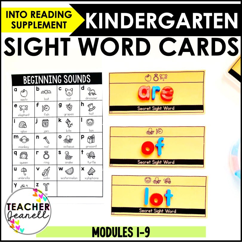 Secret Sight Words Task Cards | HMH Into Reading Kindergarten Modules 1-9 - Teacher Jeanell