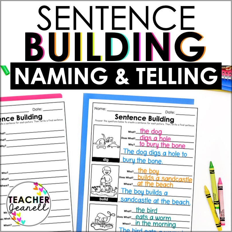 Sentence Structure Worksheets - Action Verbs - Teacher Jeanell