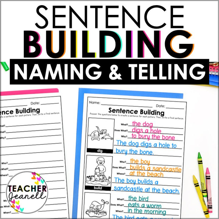 Sentence Structure Worksheets - Action Verbs - Teacher Jeanell