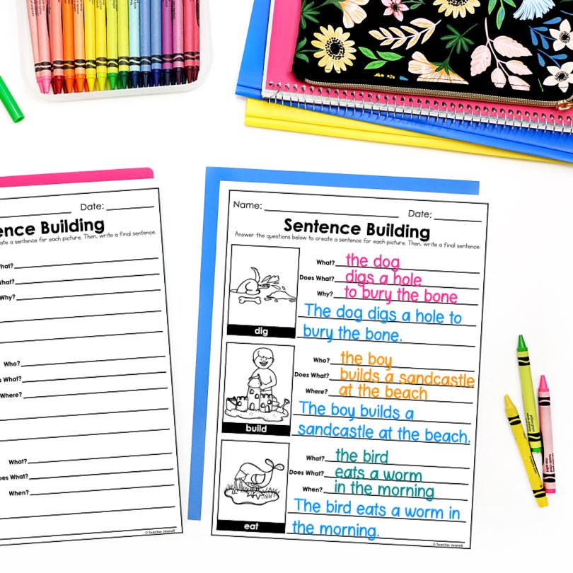 Sentence Structure Worksheets - Action Verbs - Teacher Jeanell