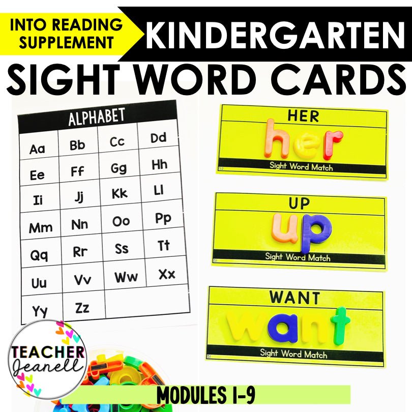 Sight Words Magnetic Letters Task Cards | HMH Into Reading Kindergarten Modules 1-9 Supplement - Teacher Jeanell