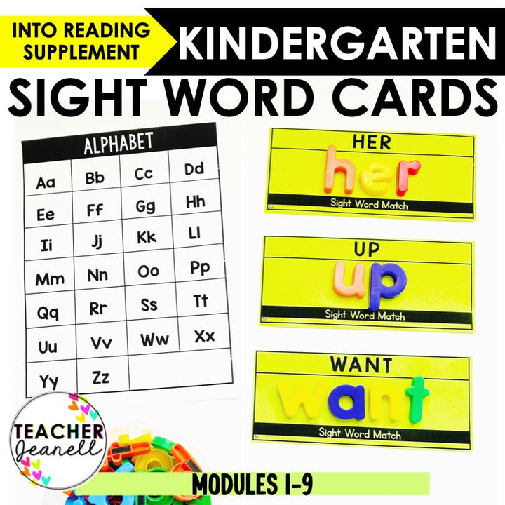 Sight Words Magnetic Letters Task Cards | HMH Into Reading Kindergarten Modules 1-9 Supplement - Teacher Jeanell
