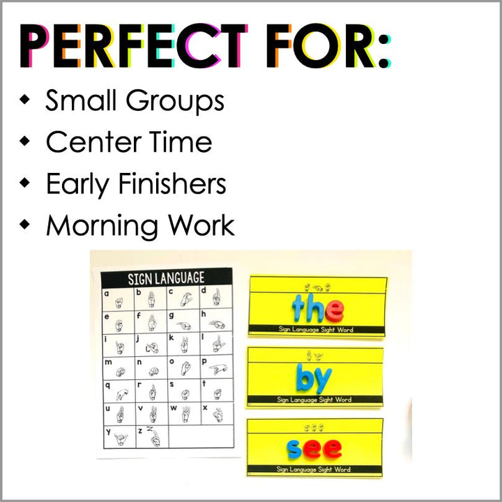 Sign Language Sight Words Task Cards | HMH Into Reading Kindergarten Modules 1-9 Supplement - Teacher Jeanell