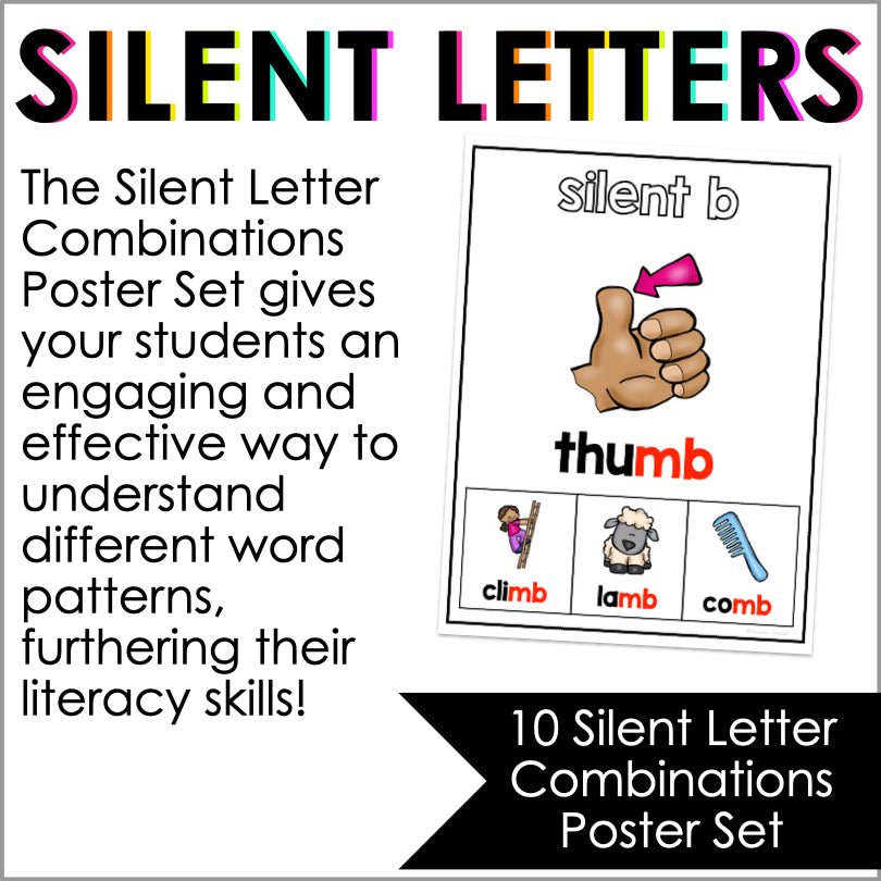 Silent Letters Posters | Silent Letter Combinations Poster Set | Phonics Posters - Teacher Jeanell