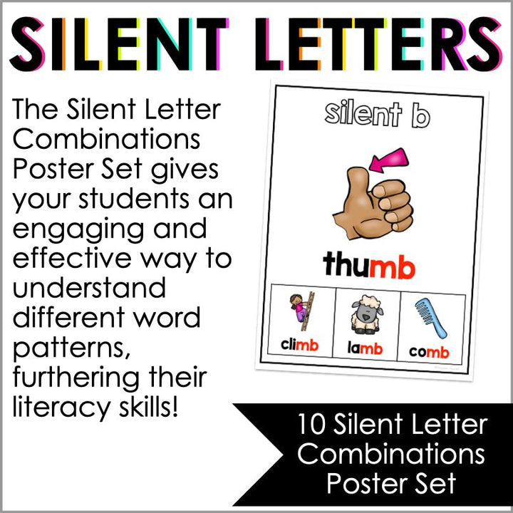 Silent Letters Posters | Silent Letter Combinations Poster Set | Phonics Posters - Teacher Jeanell
