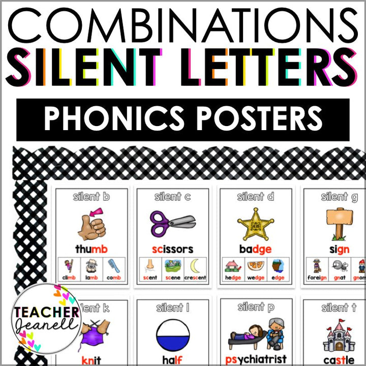 Silent Letters Posters | Silent Letter Combinations Poster Set | Phonics Posters - Teacher Jeanell