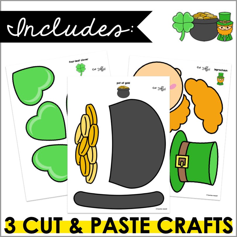St. Patrick's Day Crafts for Kids - St. Patty's Day Cut and Paste Easy Crafts for Kids - Teacher Jeanell