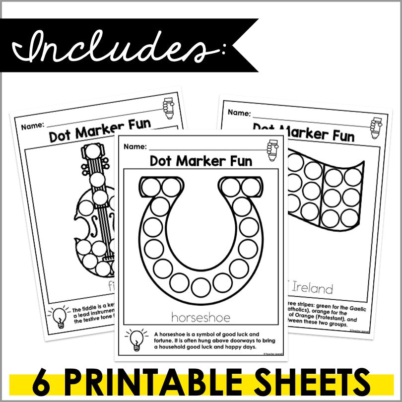 St. Patrick's Day Dot Marker Activity Sheets | Fine Motor Activities - Teacher Jeanell