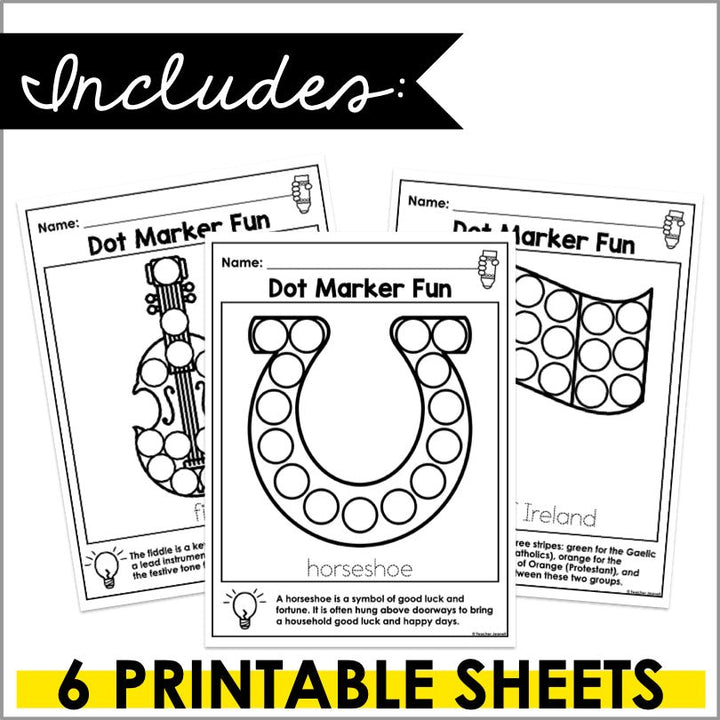 St. Patrick's Day Dot Marker Activity Sheets | Fine Motor Activities - Teacher Jeanell