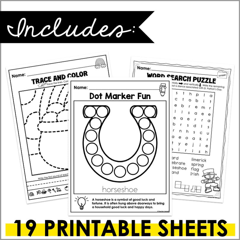 St. Patrick's Day Fun Activity Pack - Teacher Jeanell