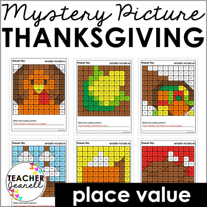 Thanksgiving Place Value Mystery Picture | Thanksgiving Math - Teacher Jeanell